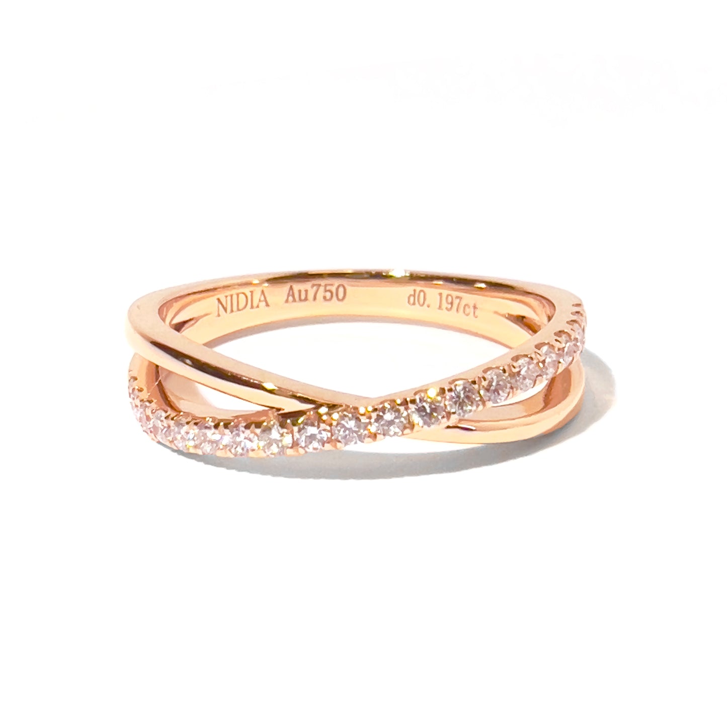 18K 時尚交叉鑽石戒指