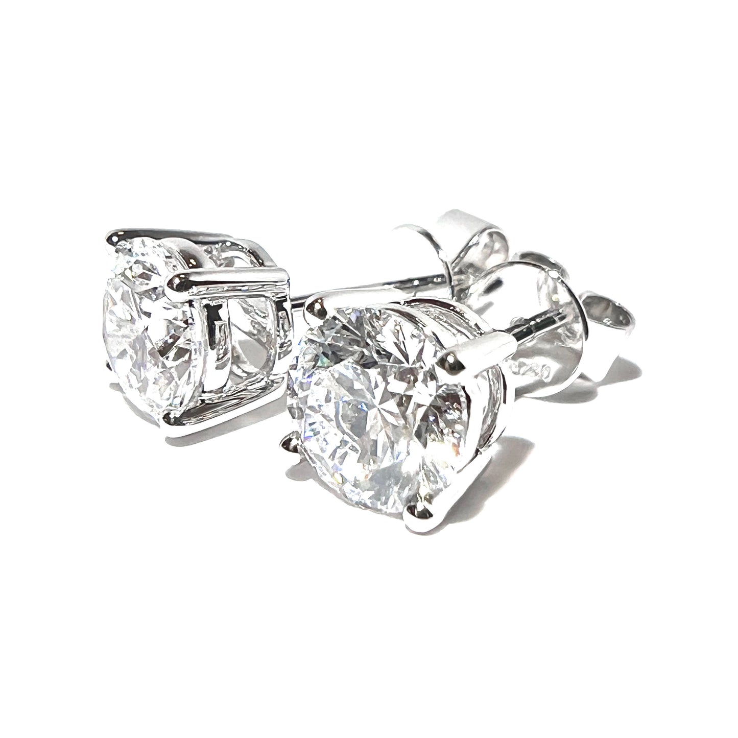 18K IGI 共約2克拉圓形單鑽耳環